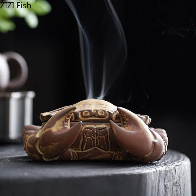 DecorBites™ Crab Ceramic Incense Burner Aromatherapy Tray Room Diffuser Censer Ash Plate