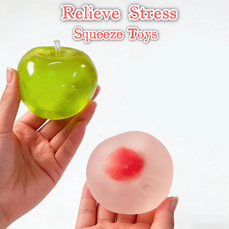 Fruit Squeeze Fidget Toy | Green Apple & Strawberry Stress Relief Decor