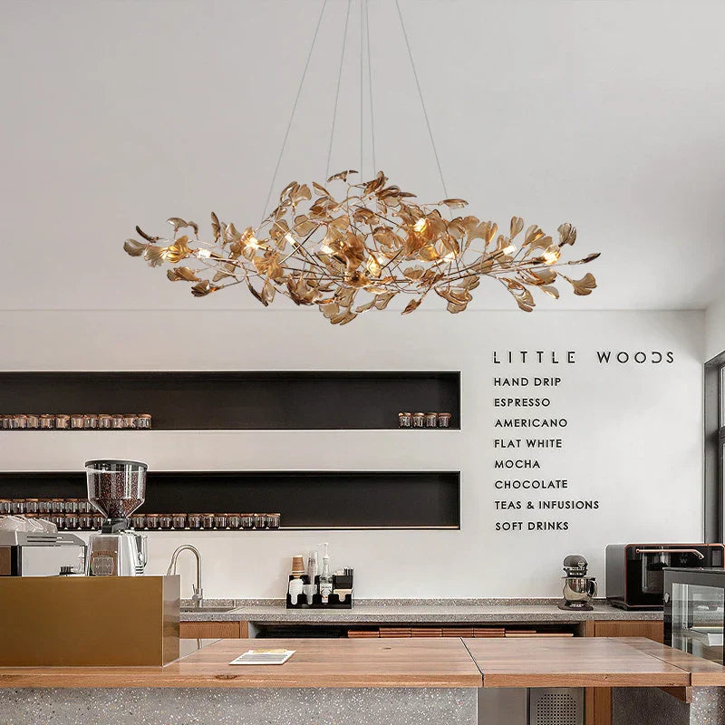 DecorBites™ Gingko Leaf Chandelier: Modern Luxury Art Decor for Home, Restaurant & Bar