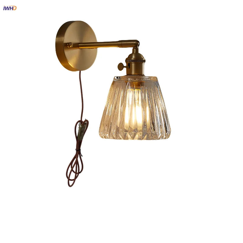 DecorBites™ Glass Copper Wall Lights Up Down Rotate Study Cafe, Nordic Modern Bedside Lamp
