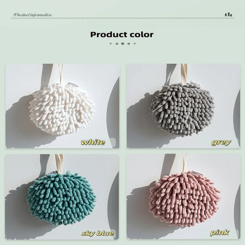 Kitchen and Bathroom Towel Balls with Hanging Rings | Quick-Dry Soft Microfiber Wipes