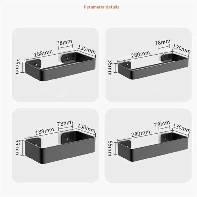 DecorBites™ Black Aluminum Corner Bathroom Kitchen Storage Shelf