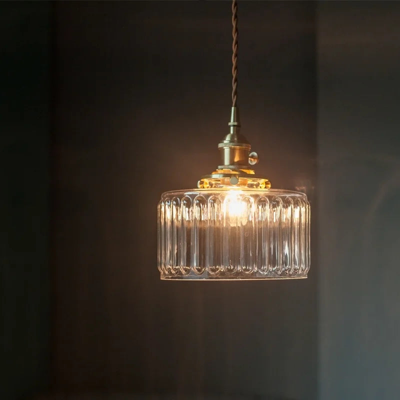 DecorBites™ Clear Glass LED Copper Pendant Lighting for Minimalist Decor