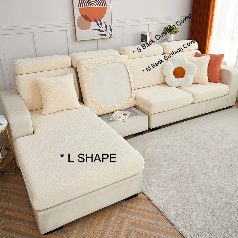 DecorBites™ Jacquard L Sofa Seat Cover Protector: Stretchable, Washable, Thick Slipcovers
