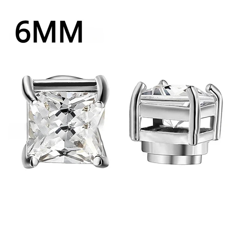 Fashion Crystal Magnetic Clip Ear Stud | Non Piercing Earrings for Men Women