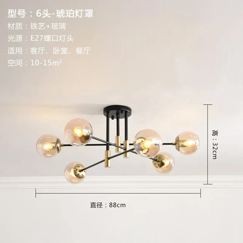 DecorBites™ Glass Ball LED Chandelier for Modern Living Room and Kitchen Lighting