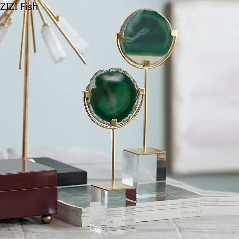 DecorBites™ Crystal Base Ornaments: Agate/Fluorite Artwork, Modern Crafts Room Decor