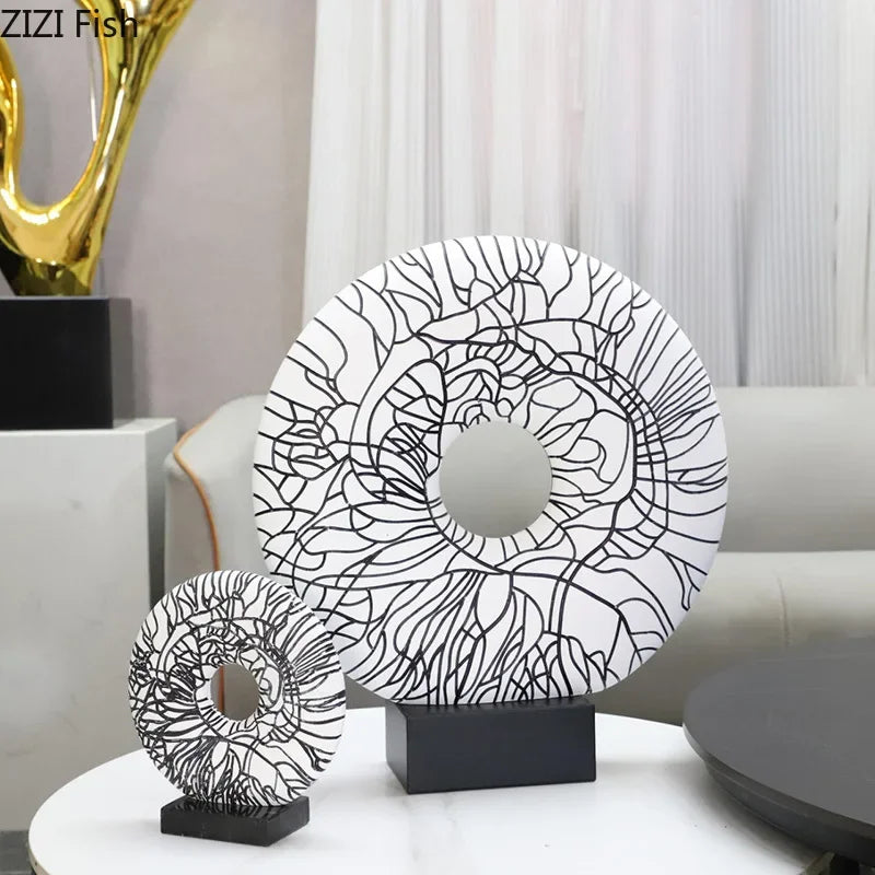 DecorBites™ Circle Ornament Desk Decoration Resin Ring Statue Modern Crafts Decor