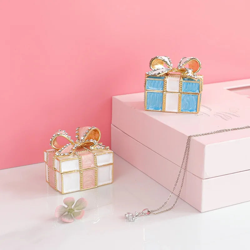 DecorBites™ Knot Ribbon Jewelry Box: Bow Shaped Ring Earring Organizer & Gift Container