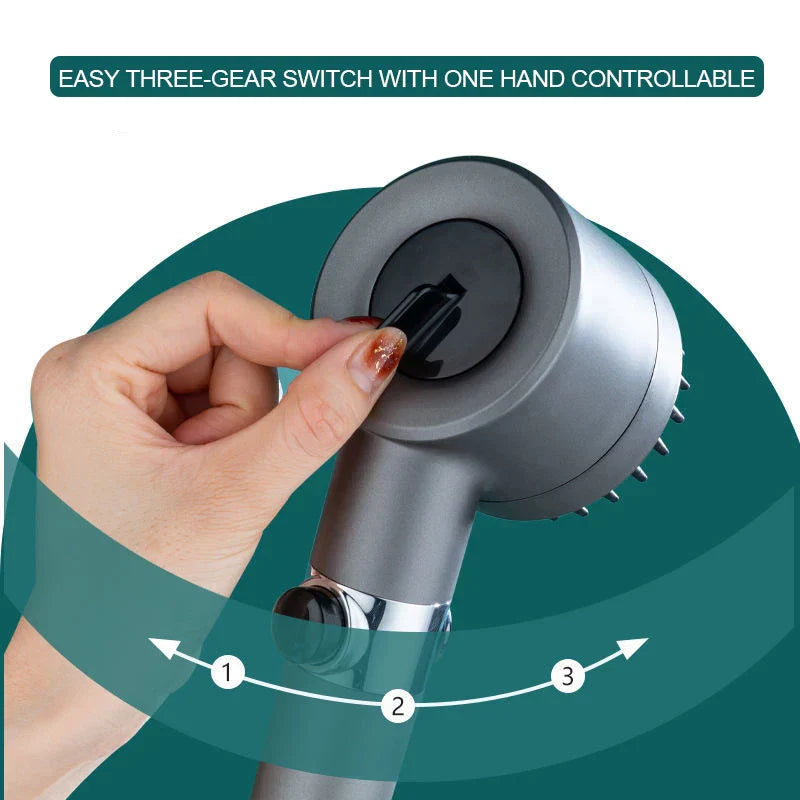 DecorBites™ 3-Mode High Pressure Handheld Shower Head with Stop Button - Bathroom Spray Nozzle