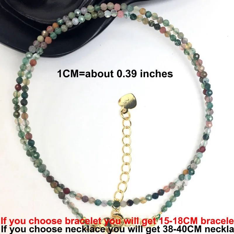 Faceted Gemstone Beaded Necklace and Bracelet Set | Natural Crystal Choker Jewelry for Men and Women