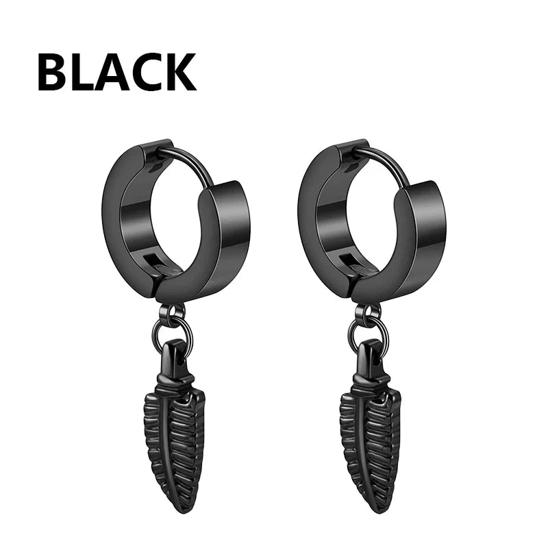 Punk Stainless Steel Stud Earrings Set | Unisex Hip Hop Piercing Jewelry