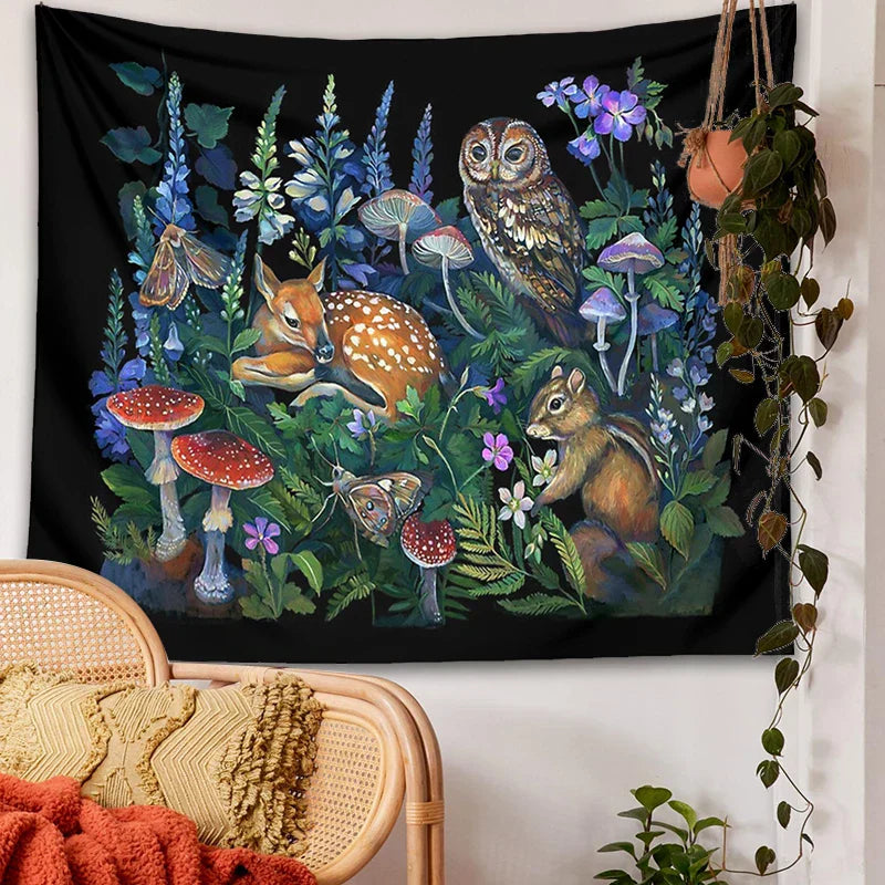 DecorBites™ Enchanted Forest Celestial Mushroom Botanical Wall Hanging