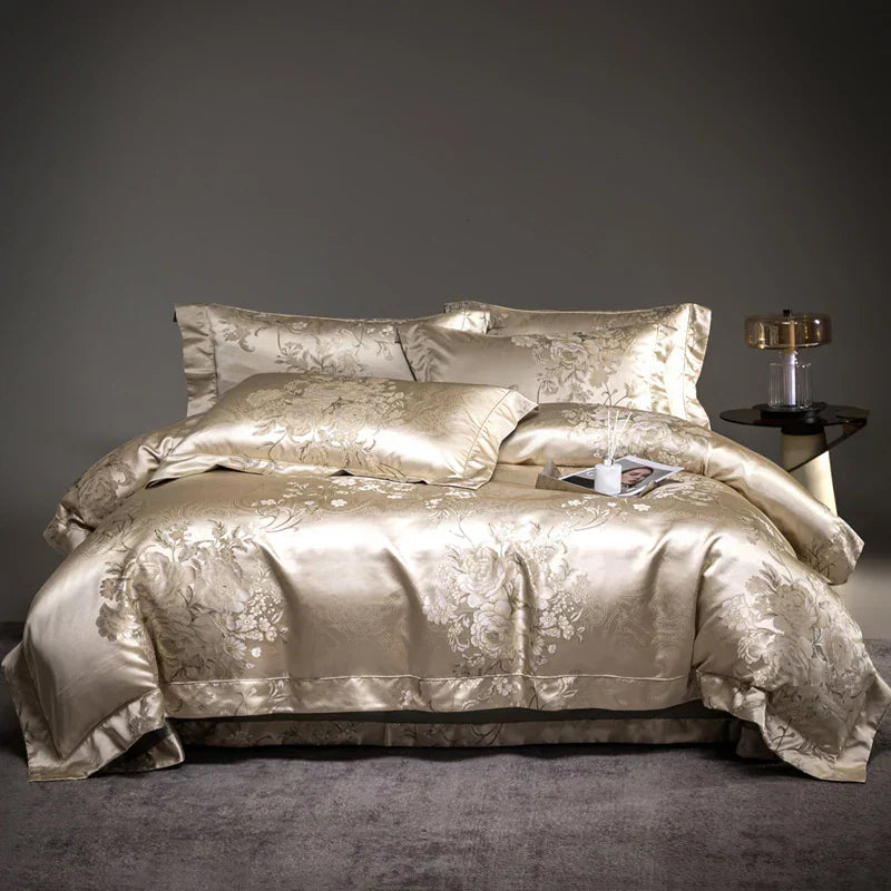 DecorBites™ Damask Jacquard Egyptian Cotton Luxury Bedding Set