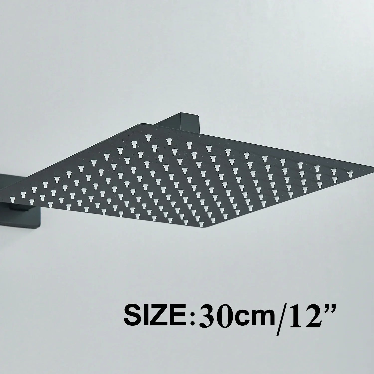 DecorBites™ 12" Matte Black Rainfall Shower Head Set with Shower Arm