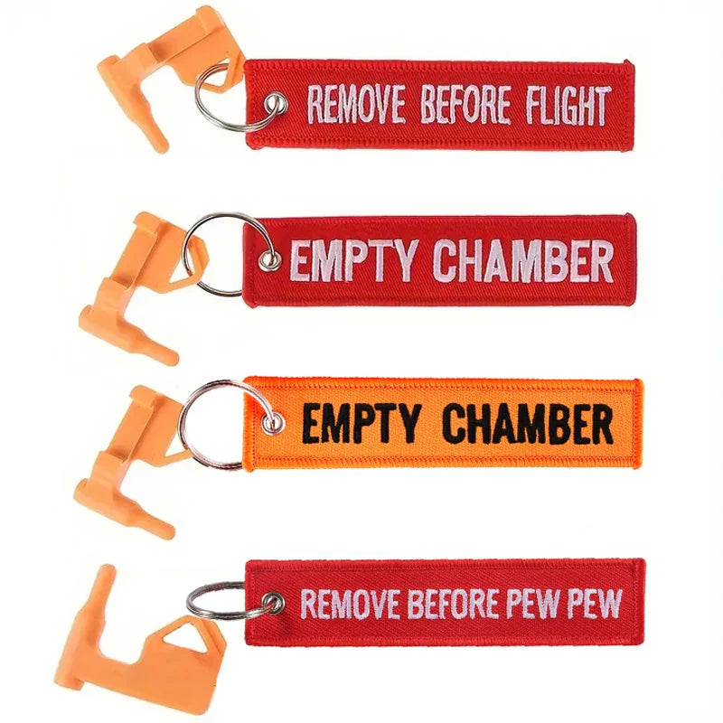 2 Pack Chamber Safety Flag for Rifle Handgun Shotgun | Bright Red Keychain Tags