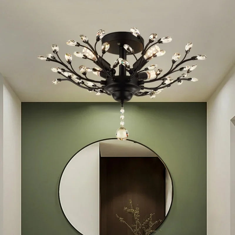 DecorBites™ Crystal Tree Chandelier Ceiling Light for Bedroom with LED E14 Bulbs