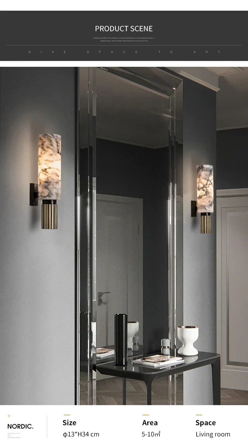 DecorBites™ Copper Alabaster Wall Lamp: Post-Modern High-End Bedroom Lighting