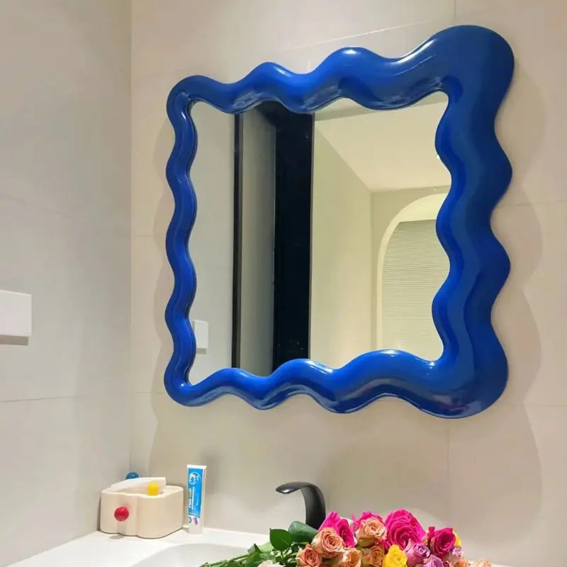 DecorBites™ Cream Cloud Wave Mirror, Wall-hung for Bathroom & Bedroom Makeup Decor