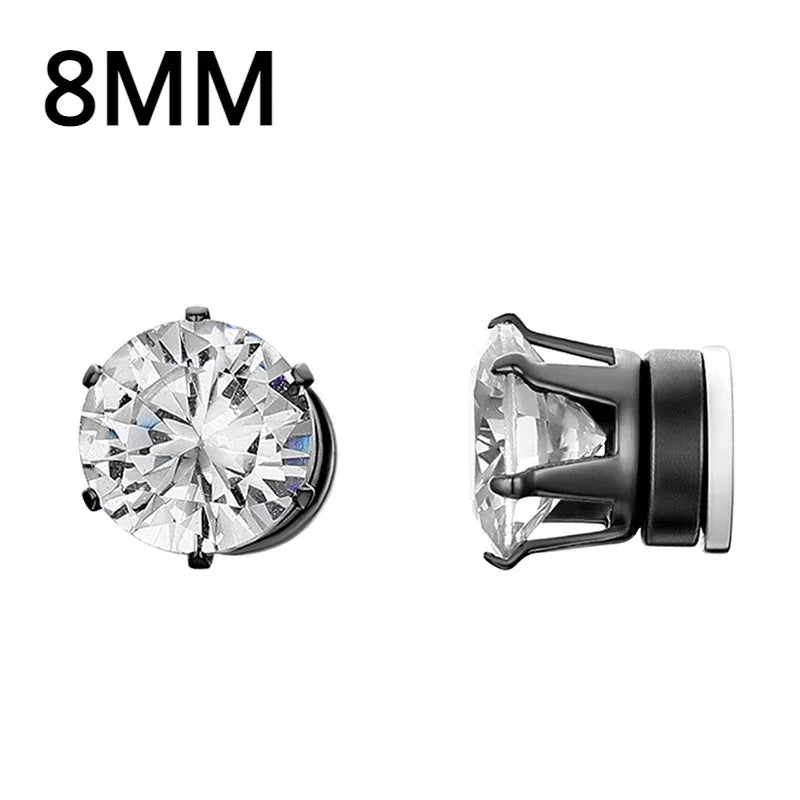 Fashion Crystal Magnetic Clip Ear Stud | Non Piercing Earrings for Men Women