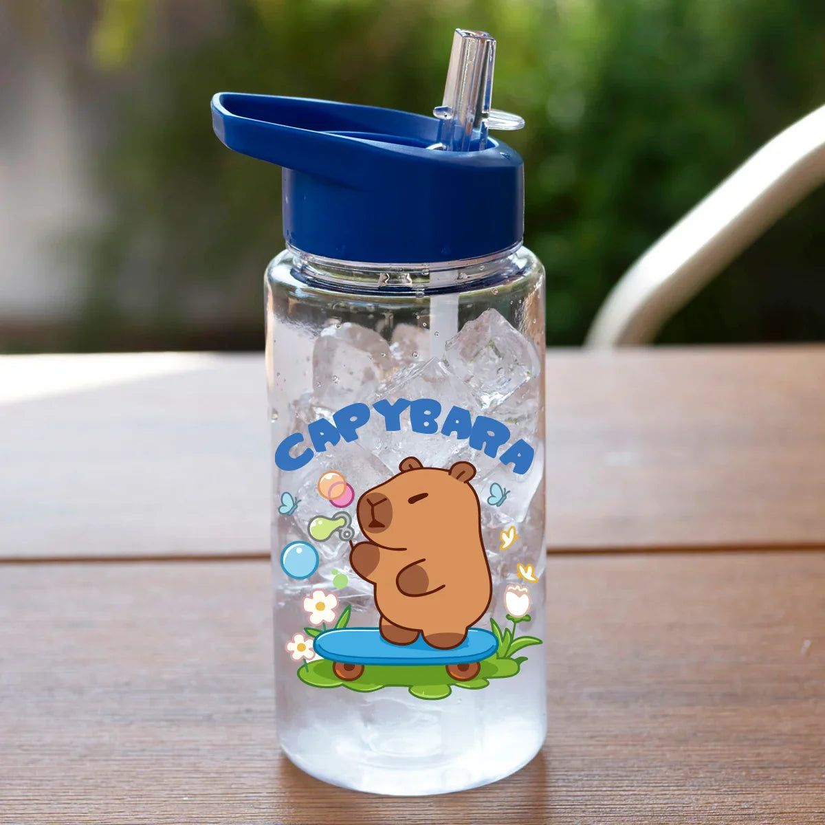1 Piece 500ml (17 fl oz) Capybara Printed Straw Cup | Summer Water Bottle