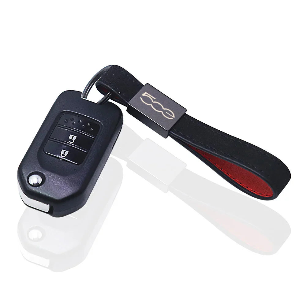 Fiat 500 Keychain Leather | Car Accessory Key Ring