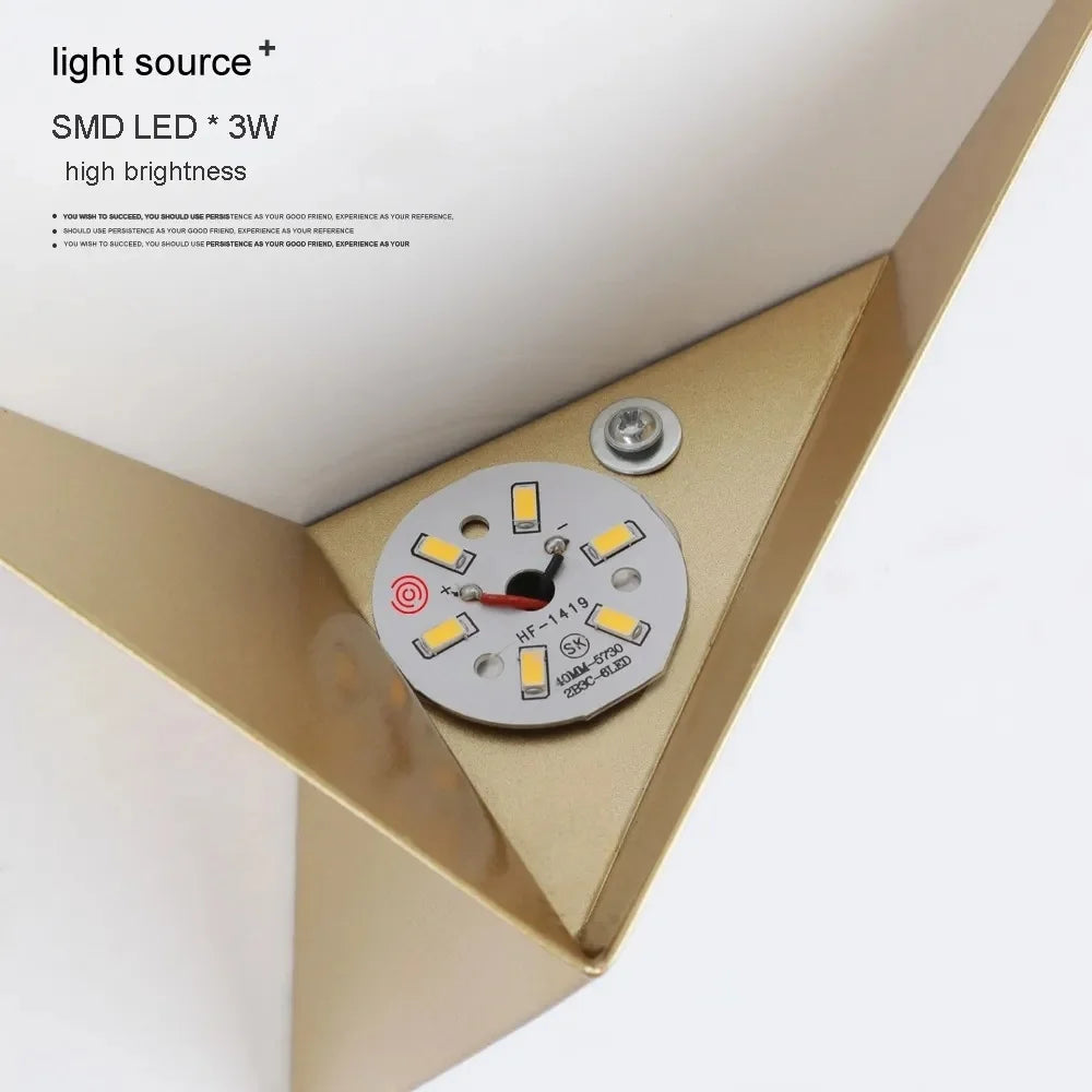 DecorBites™ Elegant Triangular LED Wall Lamp for Bedroom Study Hotel Room