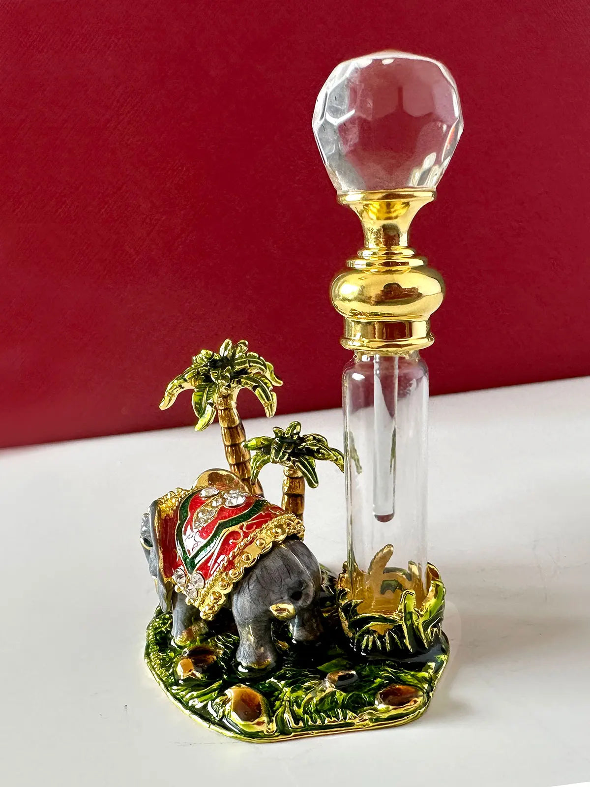 DecorBites™ Elephant Crystal Perfume Bottle 4ml - Handmade Home Decor & Holiday Gift
