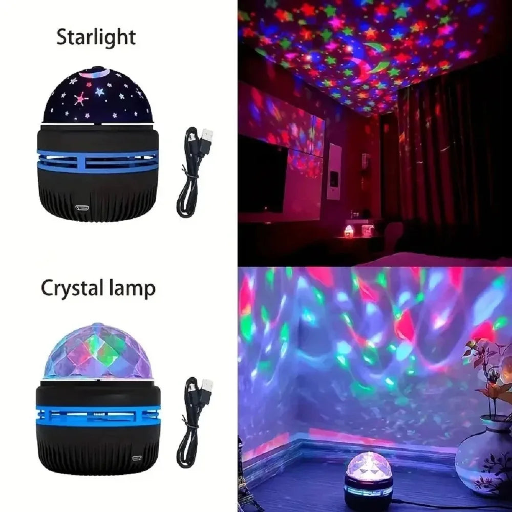 Starry Moon Projector Night Light | USB RGB Rotating Ambiance Lamp