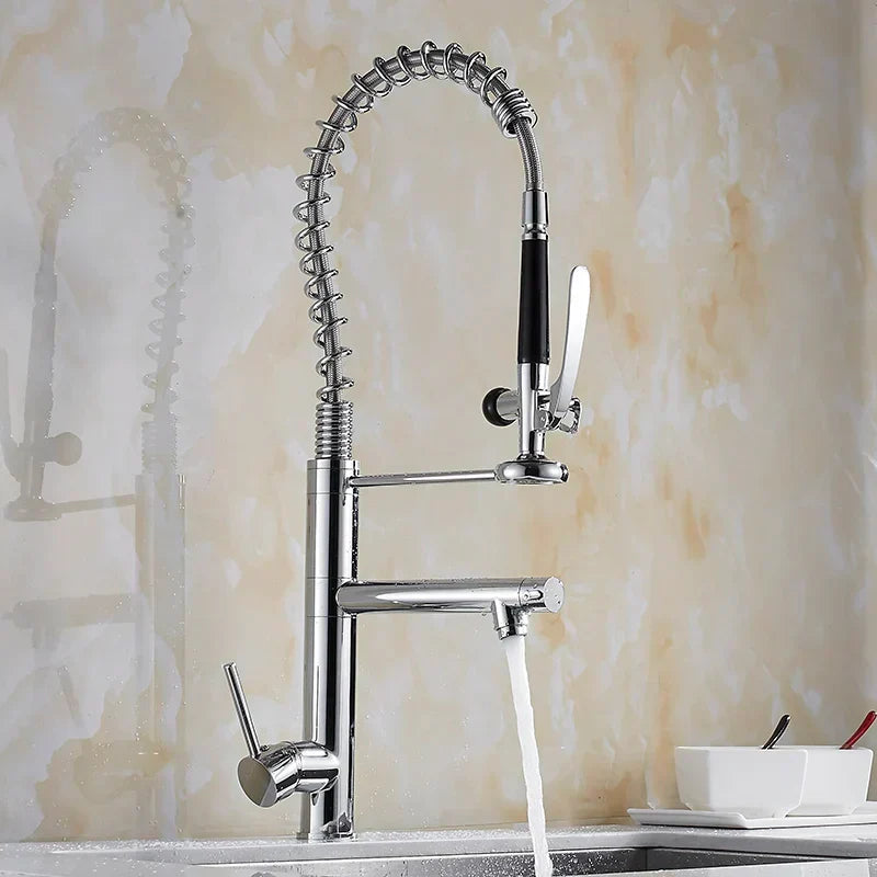 DecorBites™ Black Chrome Tall Kitchen Faucet with Pull Down Spray and Swivel Spout