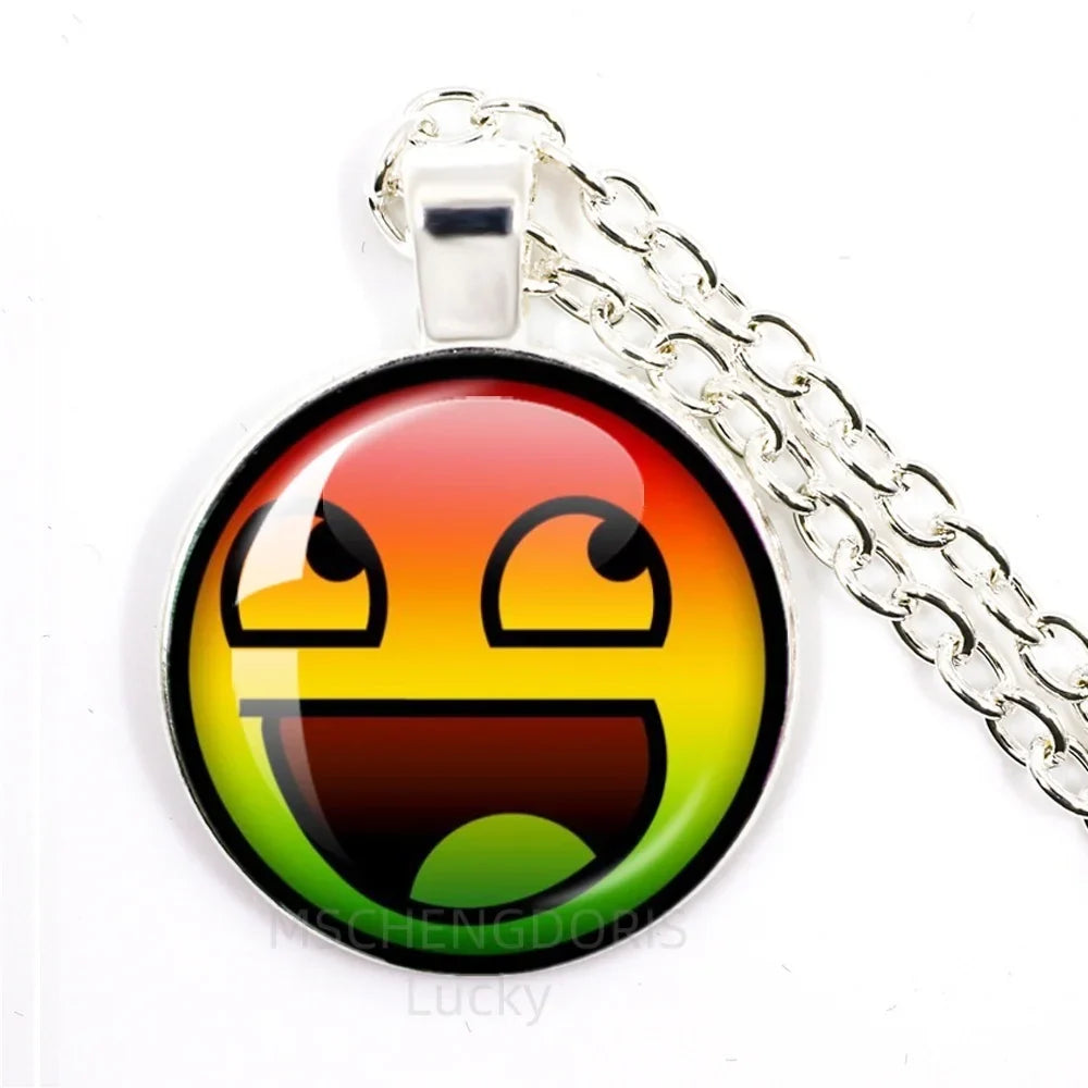 Funny Meme Cartoon Glass Pendant Necklace | Unisex Party Jewelry Gift
