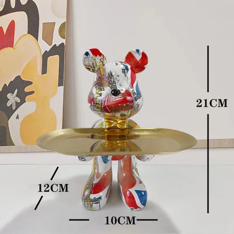 DecorBites™ Graffiti Bear Figurine Home Decor Sculpture Shelf Statue Table Gift