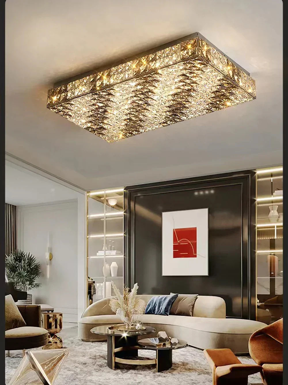 DecorBites™ Crystal LED Rectangle Chandelier for Elegant Home Decor