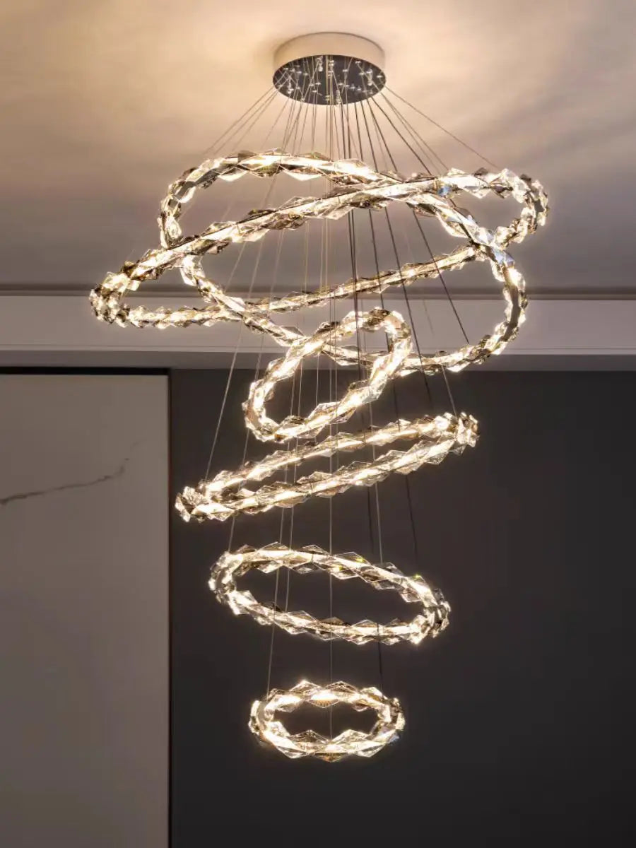 DecorBites™ Crystal Ring Chandelier: Modern Dimmable LED Ceiling Fixture