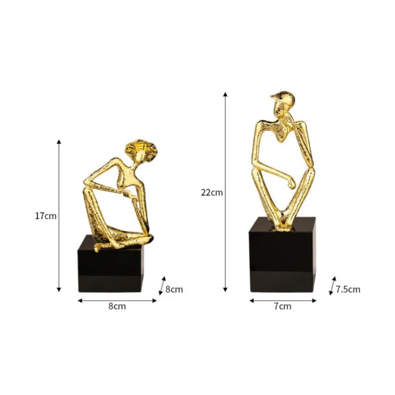 DecorBites™ Golden Hat Thinker Figure Sculpture for Home Decor