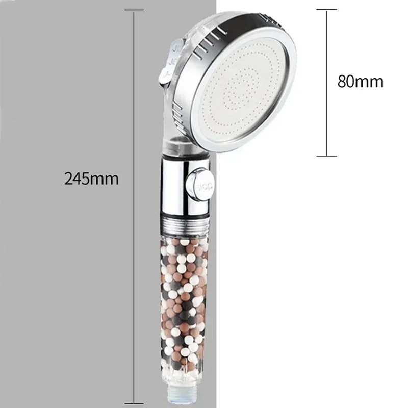 DecorBites™ 3-Function High Pressure Water Saving Spa Shower Head with Switch Button