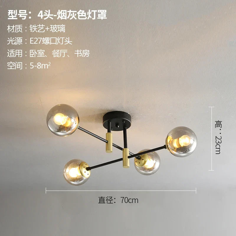 DecorBites™ Glass Ball LED Chandelier for Modern Living Room and Kitchen Lighting