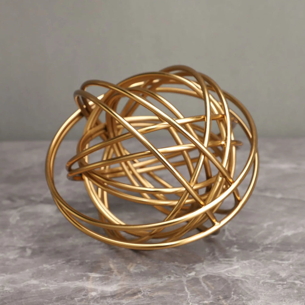 DecorBites™ Geometric Golden Thread Metal Balls Decorative Figurines