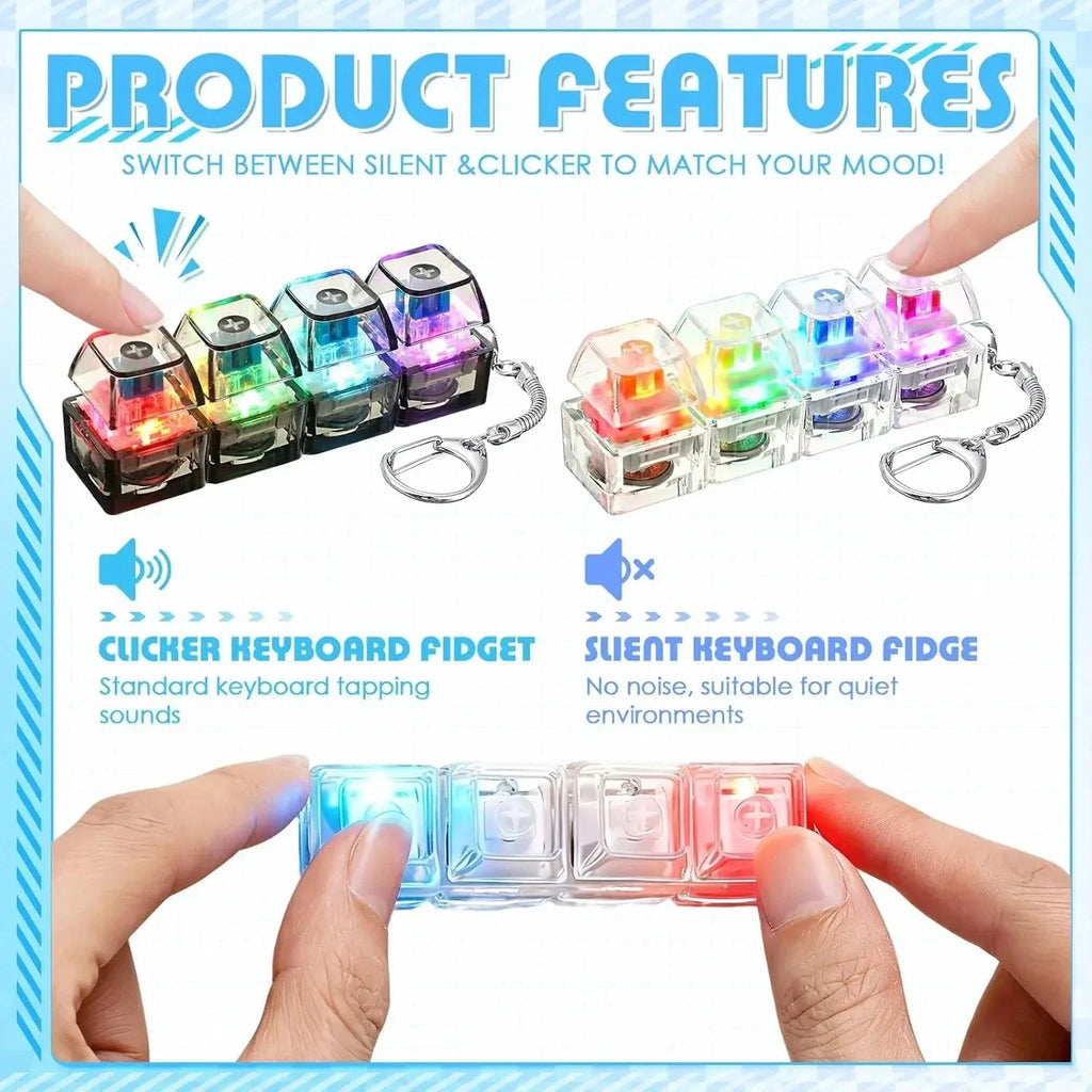 Clickable LED Keychain Fidget Toy | Light-Up Stress Relief Desk Accessory