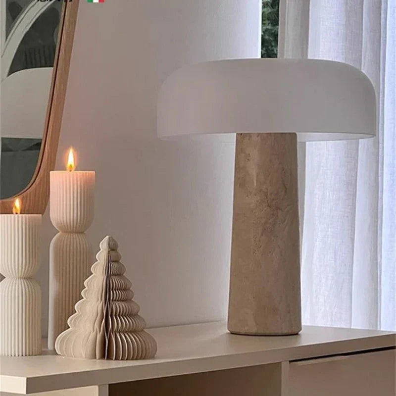 DecorBites™ Cream Marble Table Lamp: Modern LED Bedroom Lighting Fixture