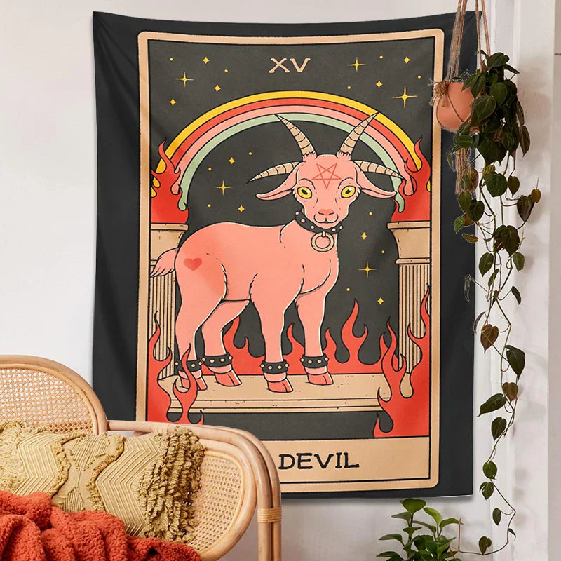 DecorBites™ Devil Tarot Goat Wall Hanging Tapestry - Home Decor Hippie Dorm Room