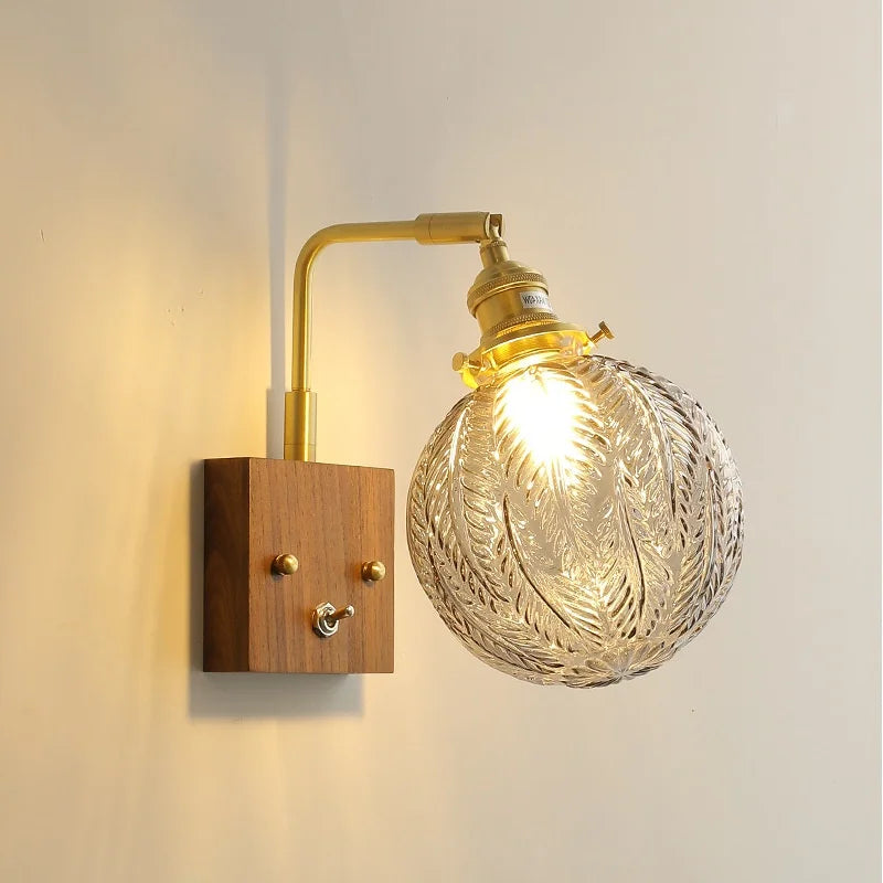 DecorBites™ Glass Copper LED Wall Lights Modern Bedside Lamp Applique Da Parete