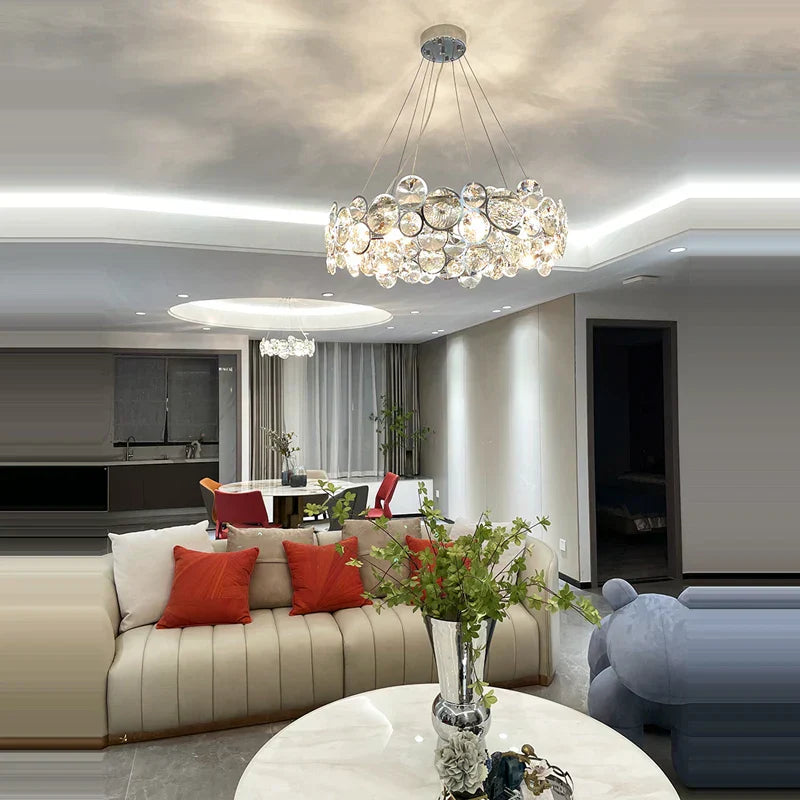 DecorBites™ Crystal Magic Ring Dimmable LED Pendant Light for Living Room & Foyer