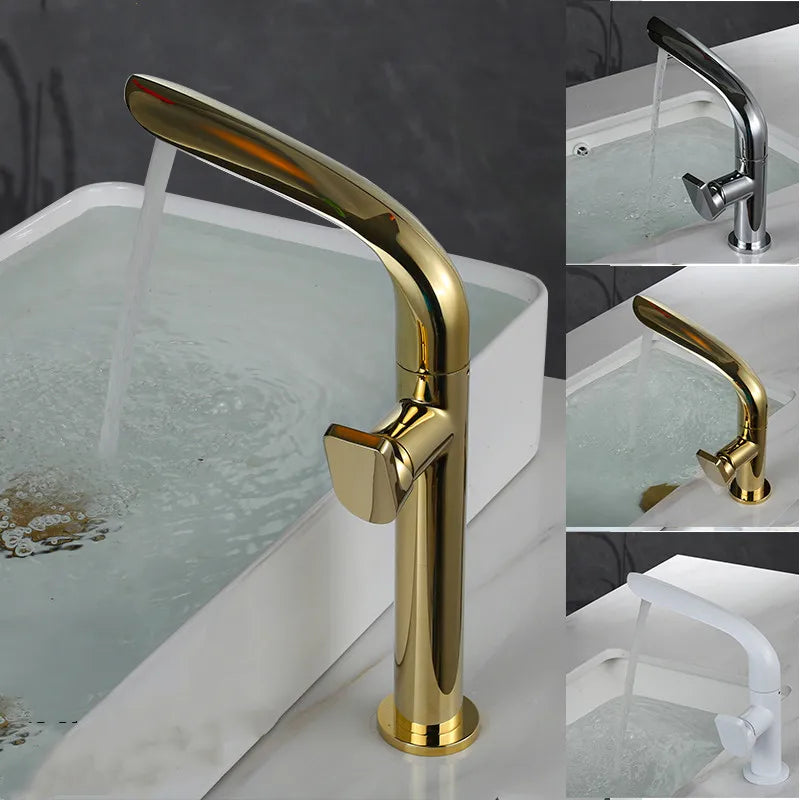 DecorBites™ Brushed Gold Basin Faucet - Brass Single Handle Bathroom Mixer Tap