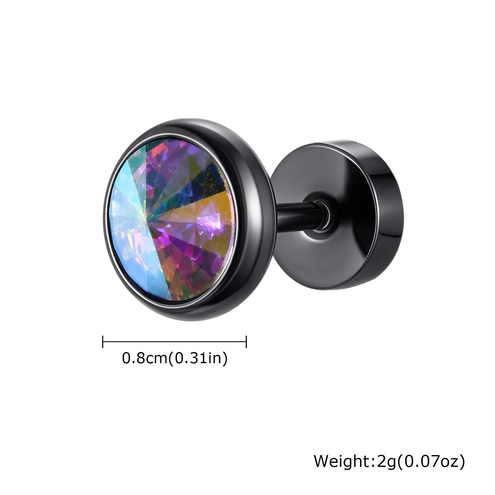 Stainless Steel Men’s Earrings | 8mm Multi-Faceted Screw Back Stud