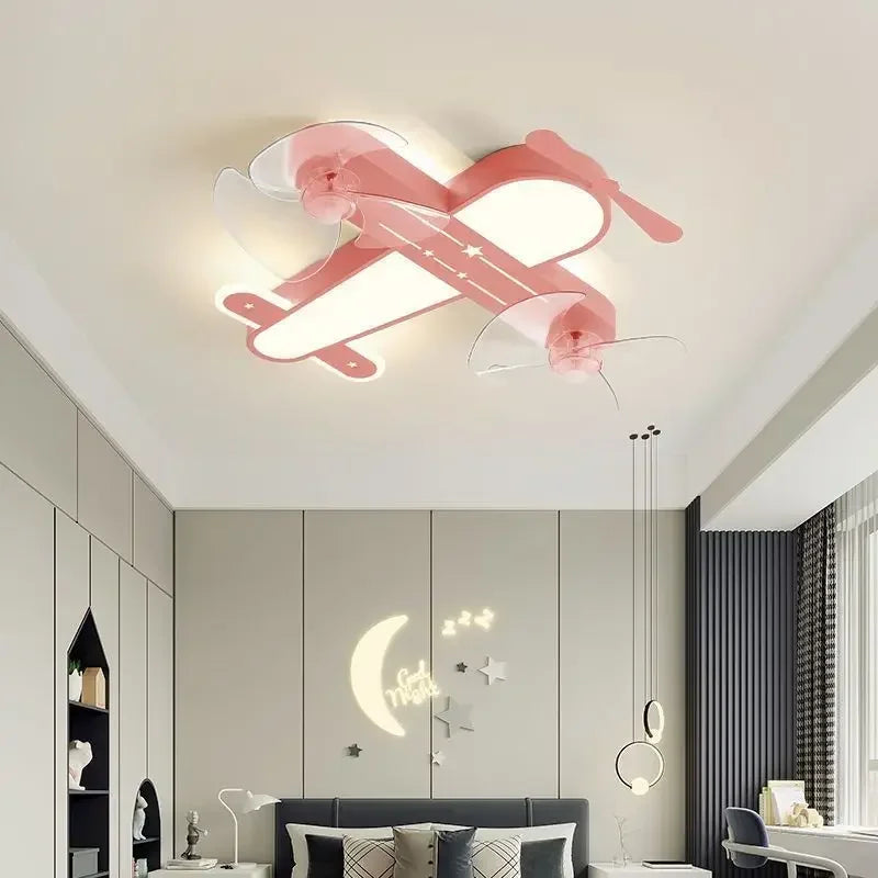 DecorBites™ Kids Room Airplane Ceiling Fan Light Fixture