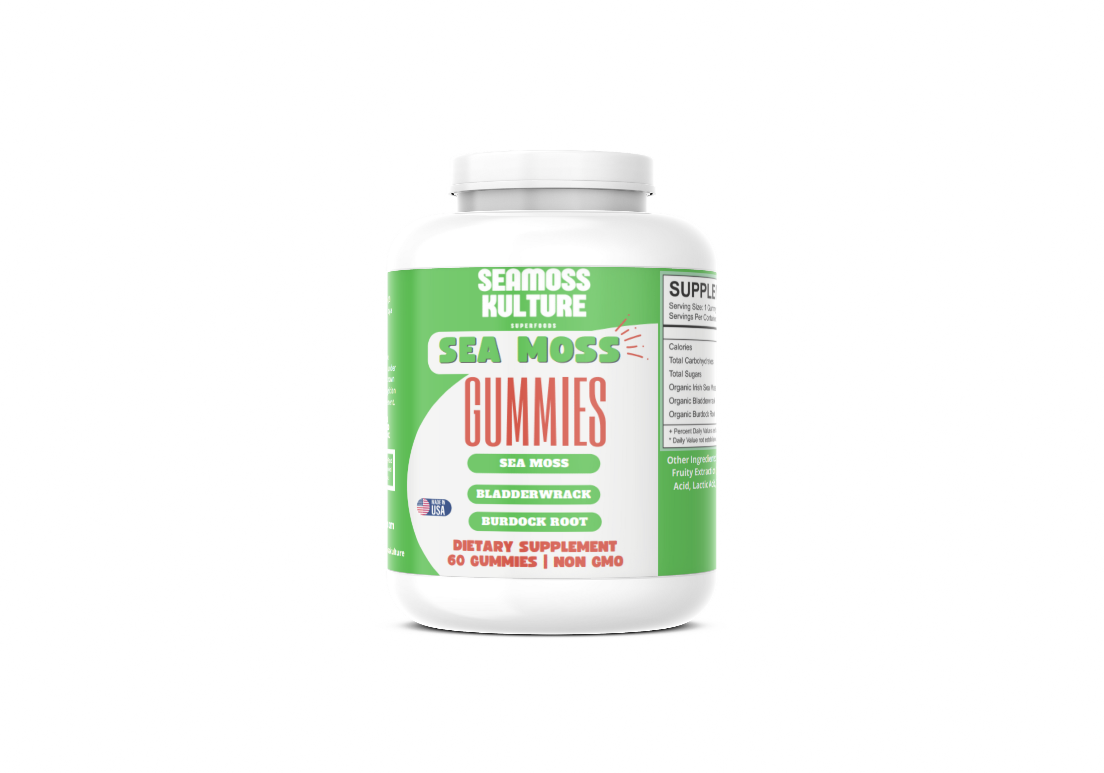 Sea moss, Bladderwrack and Burdock root gummies (60 count)