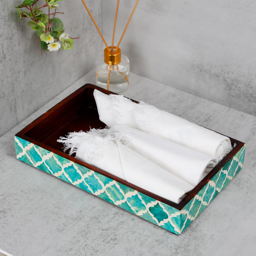 Moroccan Bone Inlay Vanity Decorative Bathroom Tray 10x6