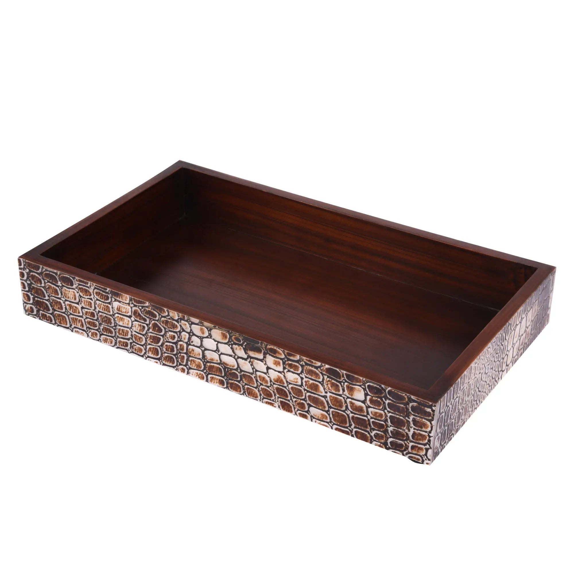 Vanity Trays Parlour Snap Collection Bone Inlay, Brown, 10" x 6"