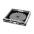 Black White Geometric Serving Ottoman Decorative Tray 12x12